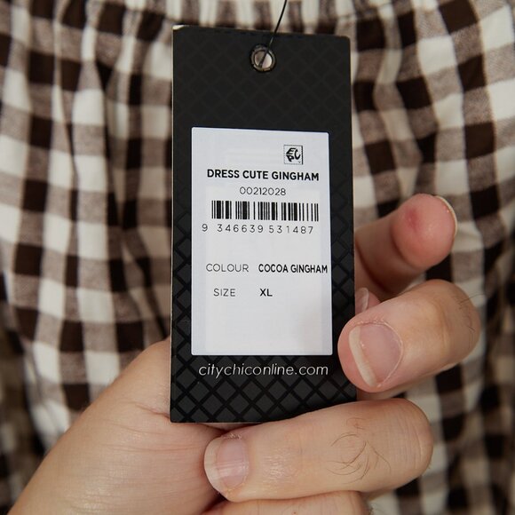 City Chic Cocoa Gingham Linen Blend Dress Women's 22 NWT - Picture 5 of 9